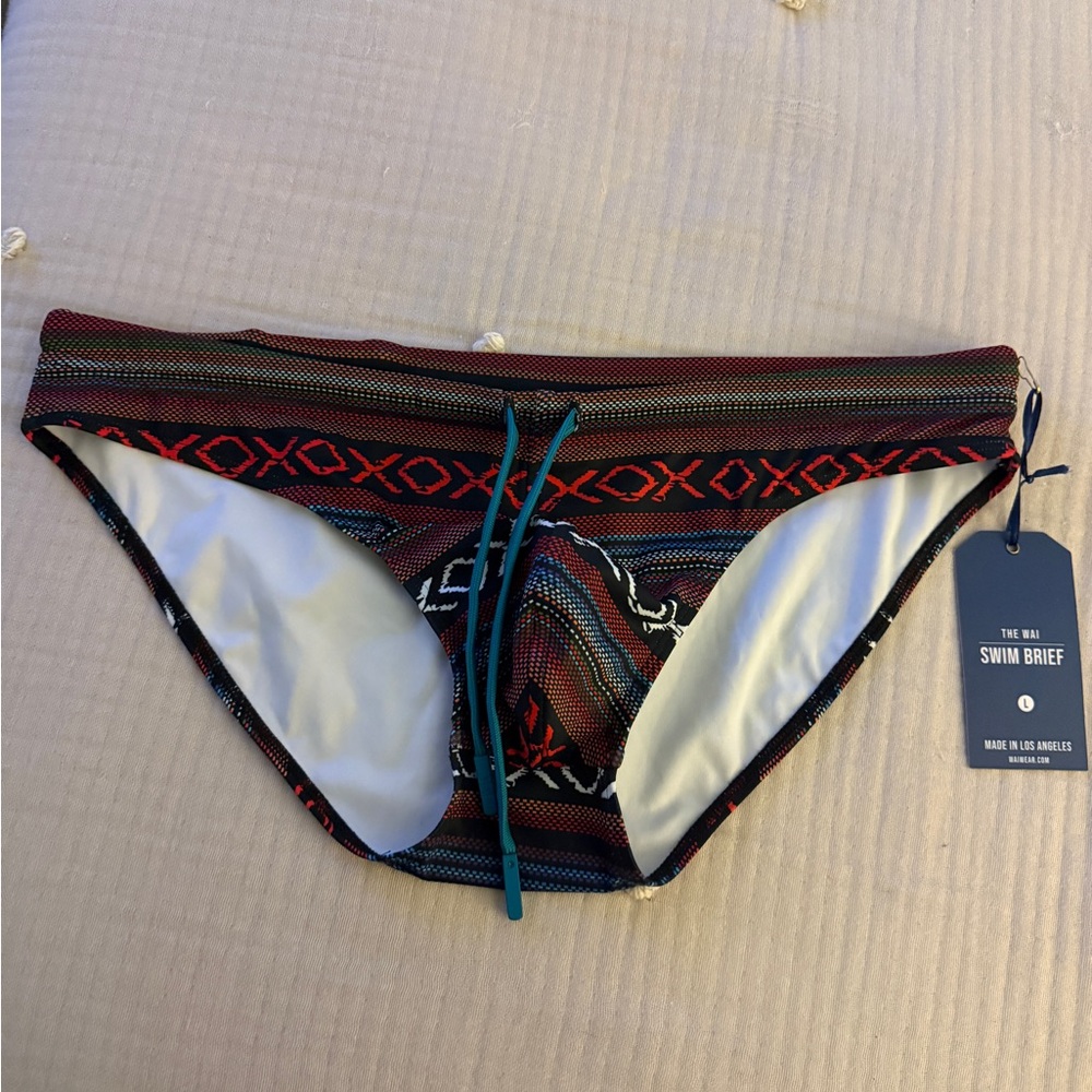 Colorful Swim Brief with Geometric Pattern